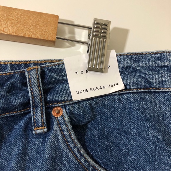 NWT Topshop Ripped distressed jean shorts blue 14 - Picture 3 of 8